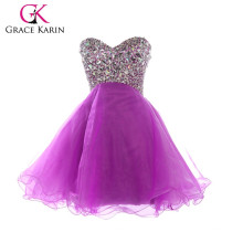 Grace Karin Pretty princesa sin tirantes lentejuelas con cuentas vestidos de cóctel corto desnudo CL4105-3